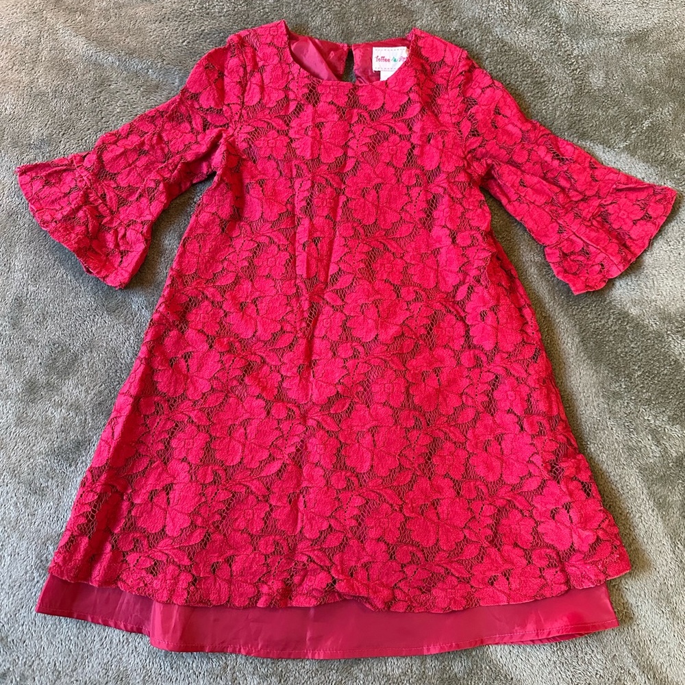 Elegant Red Lace Kids Formal Dress